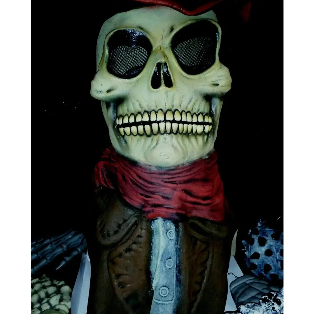 NW scary mask Cowboy SKULL LATEX DELUXE FULL HEAD RUBIES 3389 HARD 2 FINE VINTAG